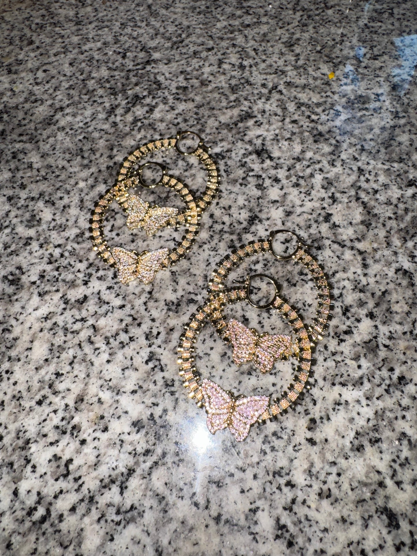 Butterfly Rolex Hoops (Pink Diamond)