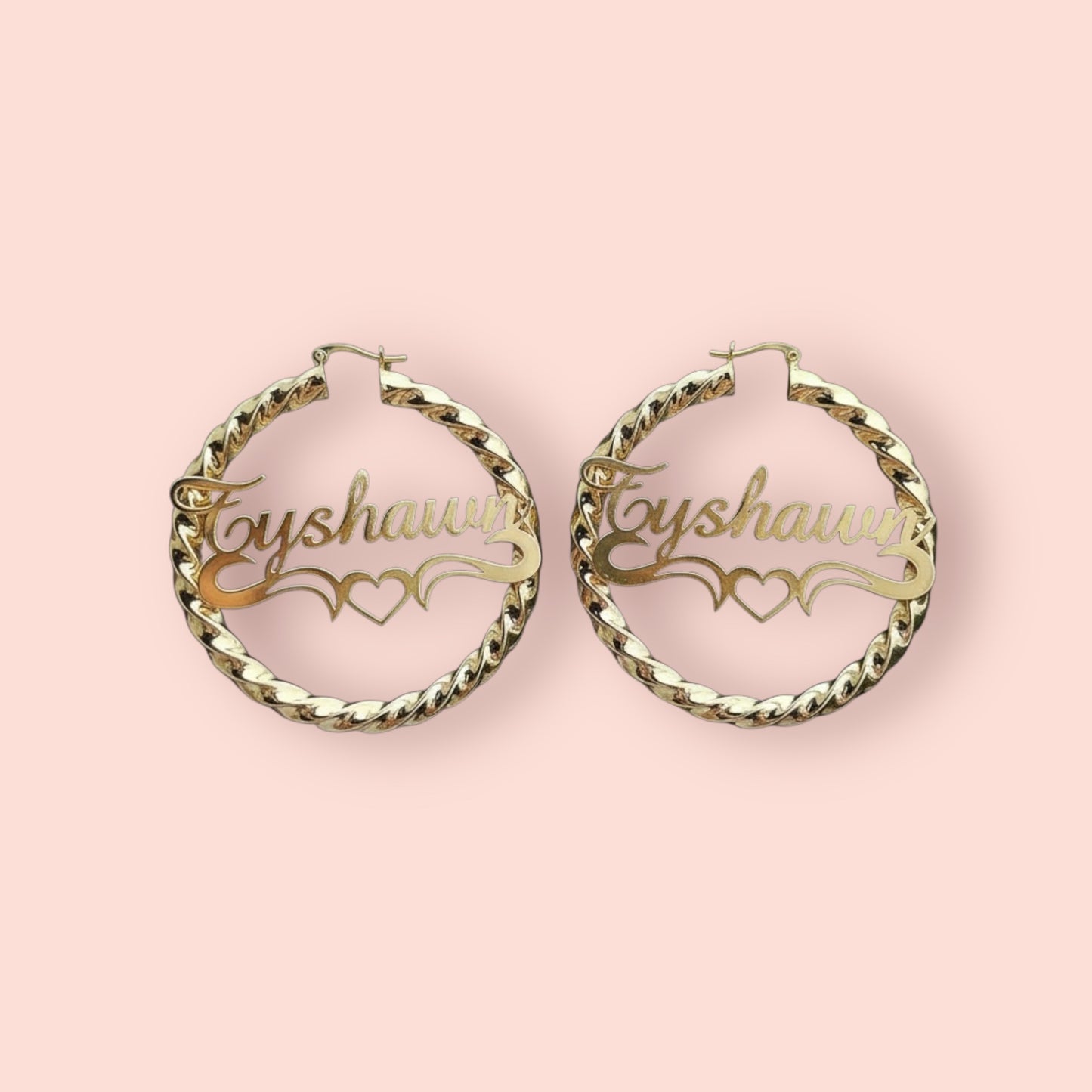 Custom Name Gold Twist Hoops