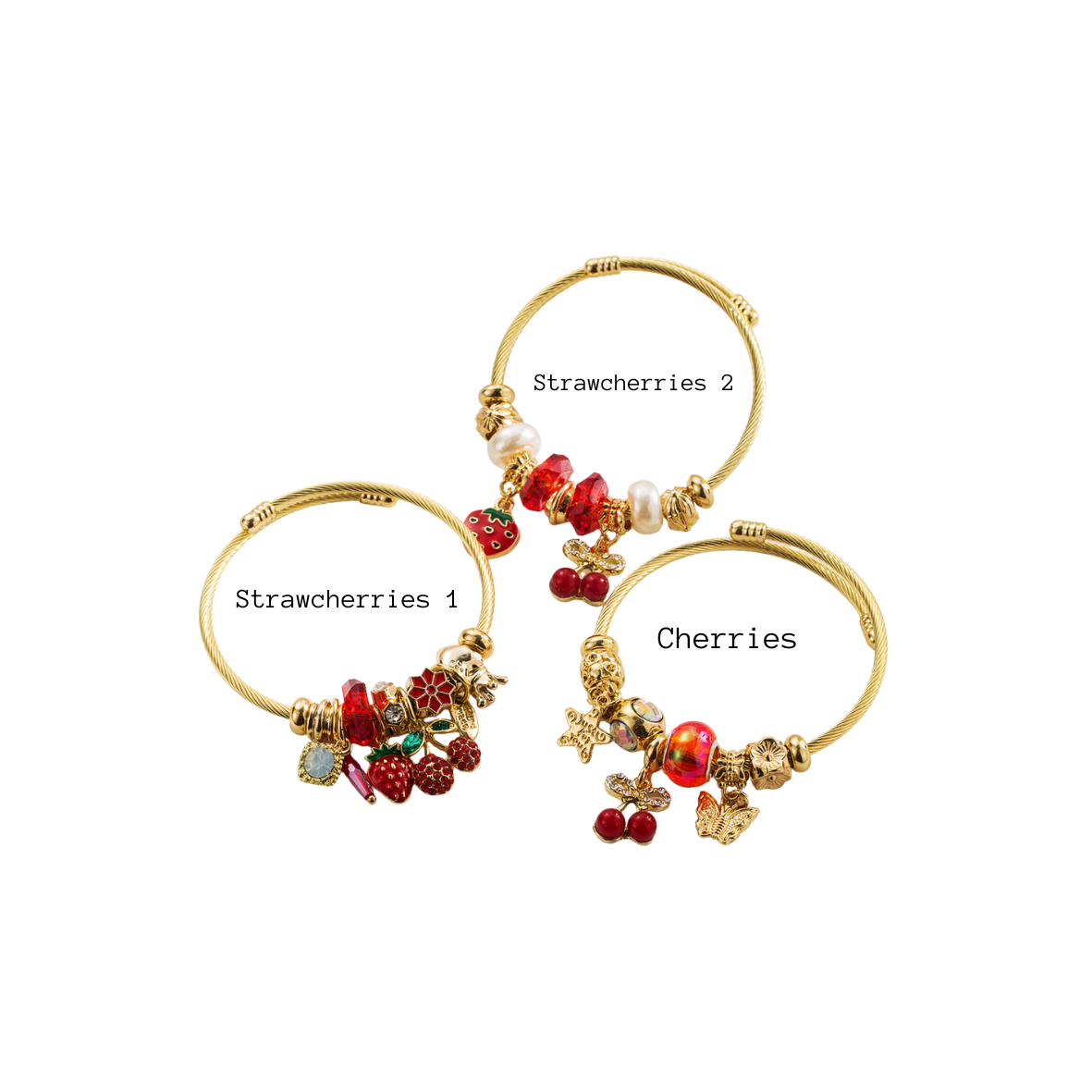 Strawcherries Charm Bracelet The Pynk Plug