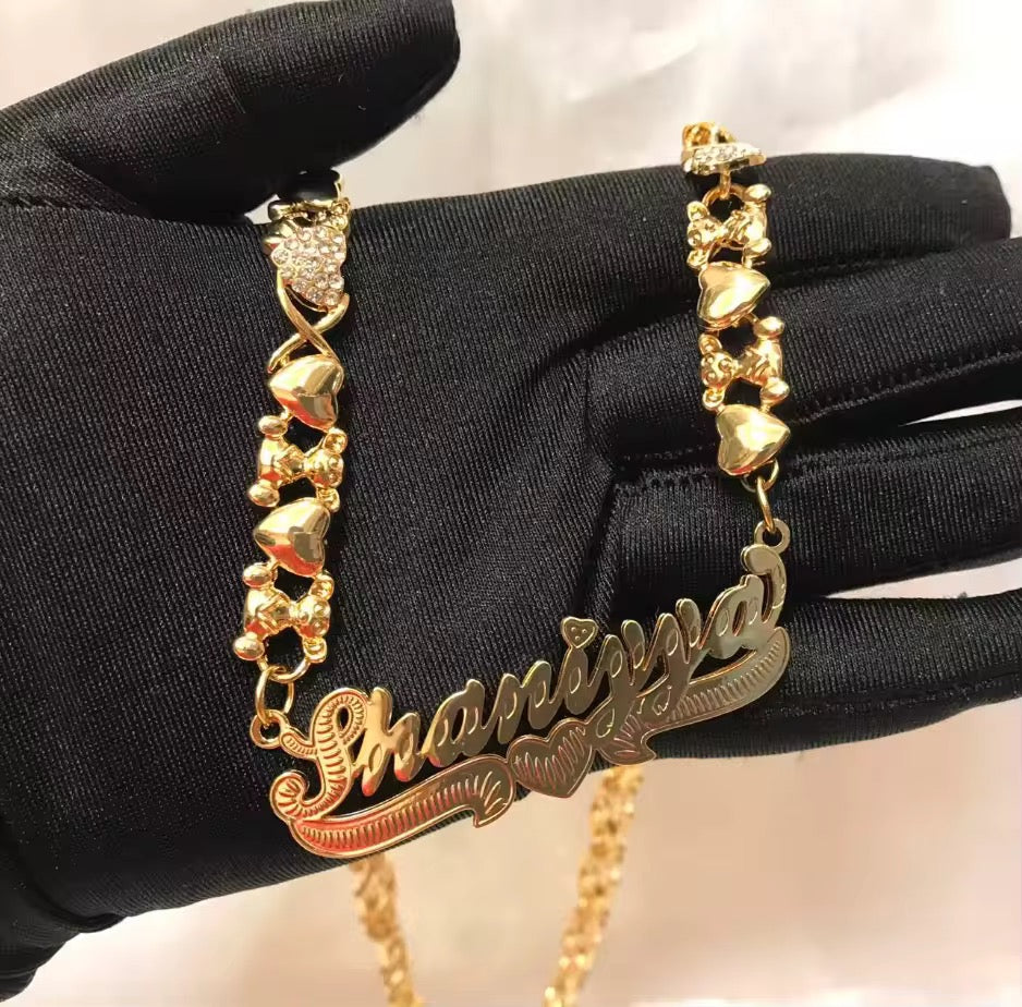 Custom Gold Name Plate Necklace