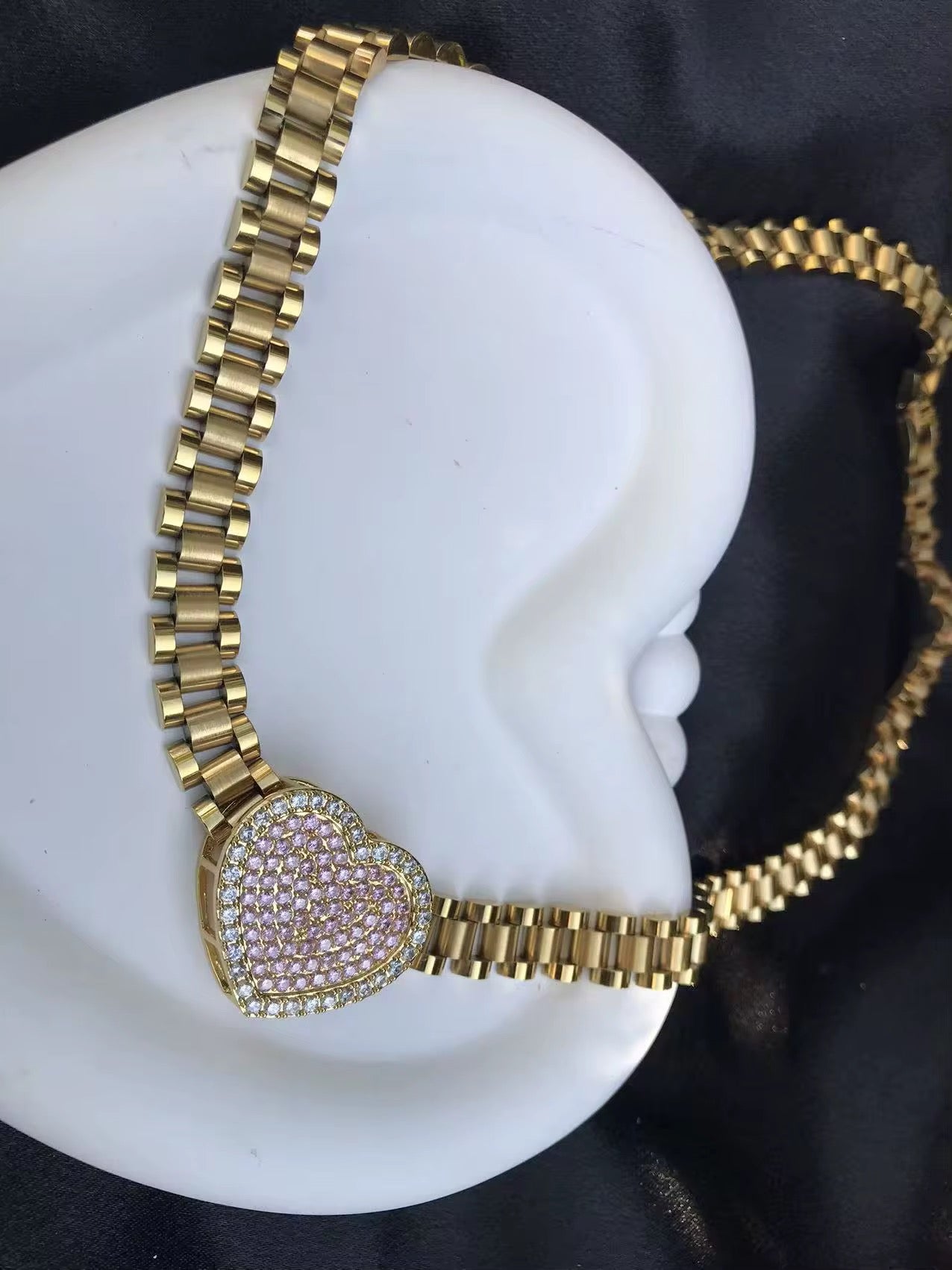 14k Gold Heart Rolex Chain