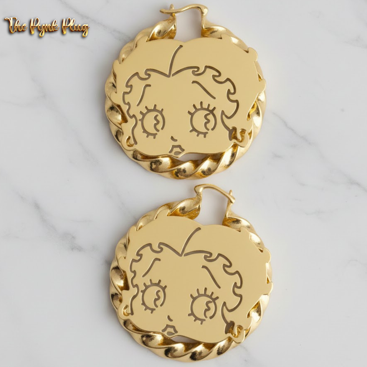 Custom Character Twist Gold Hoops