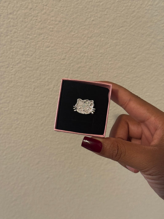Silver Hello Kitty Face Ring