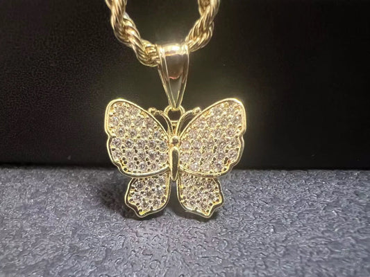 Pink Diamond Butterfly Necklace