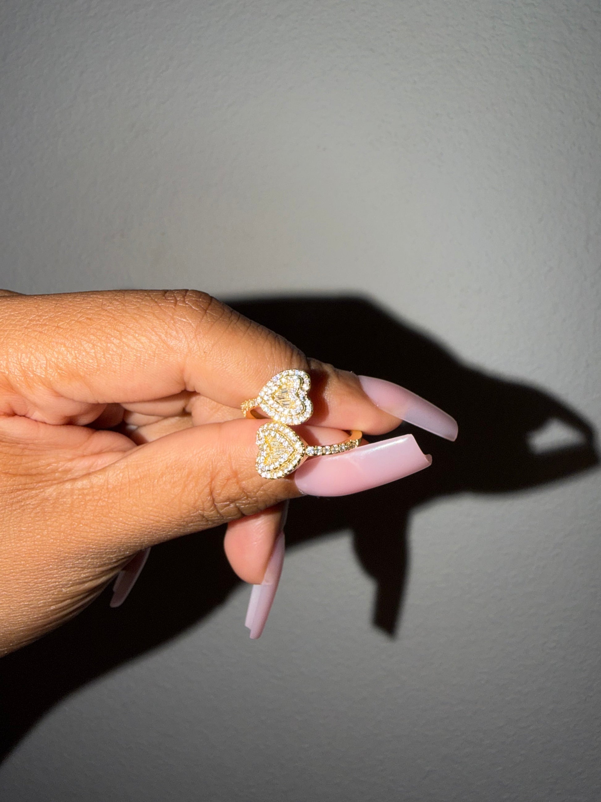 Double Heart Ring (Gold) The Pynk Plug