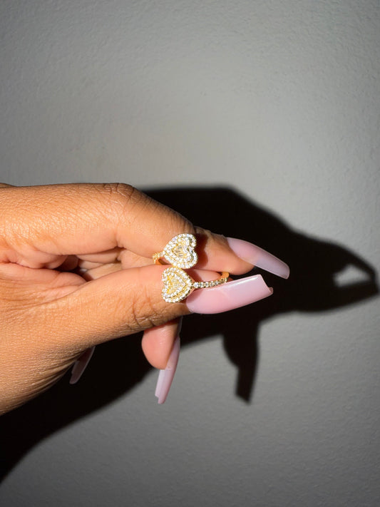 Double Heart Ring (Gold) The Pynk Plug