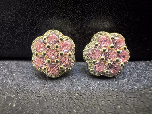 Pink Diamond Clover Earrings