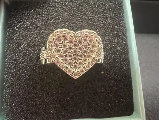 Silver & Pink Heart Ring