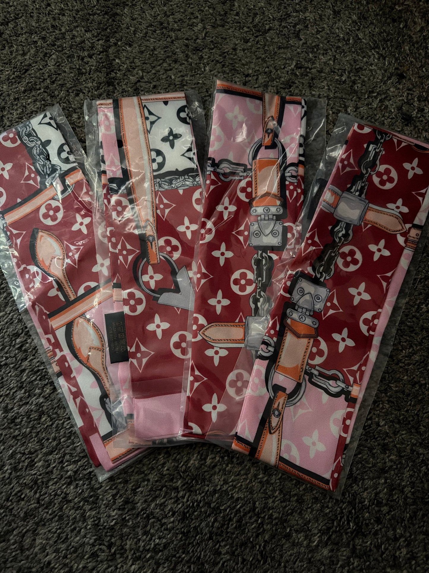Pink & Red LV Headscarf
