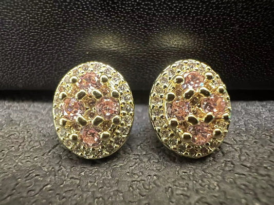 Pink Diamond Nugget Earrings