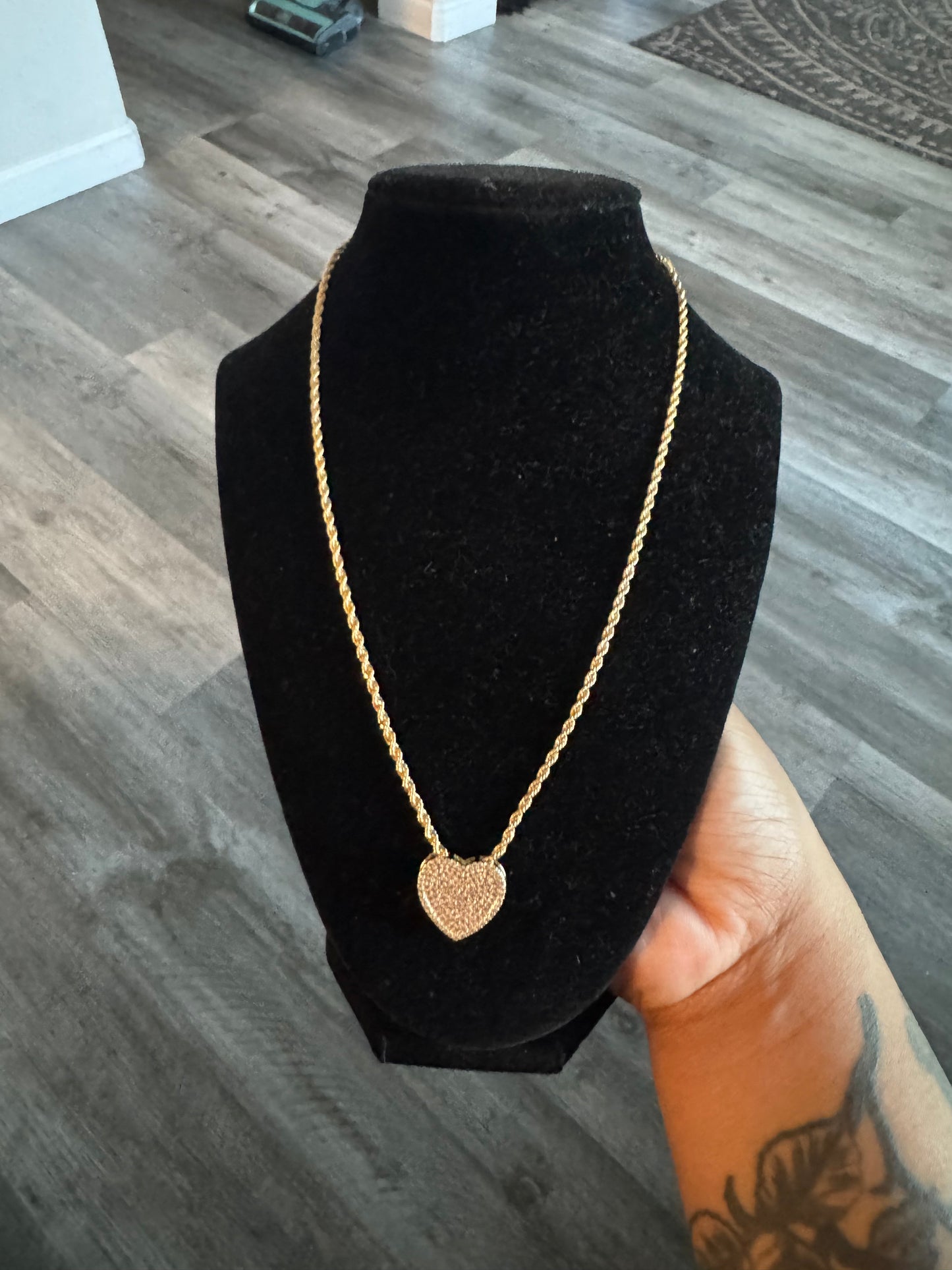 Iced Heart Pendant Necklace