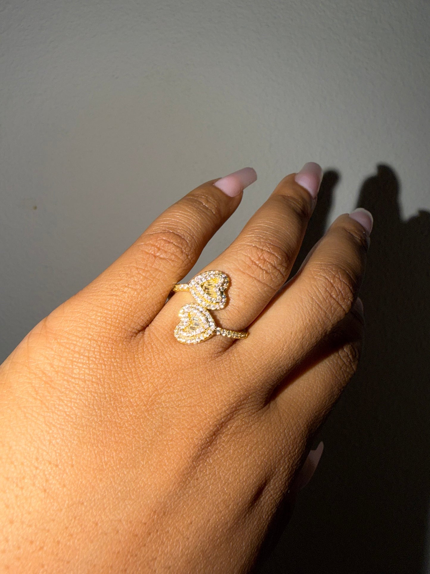 Double Heart Ring (Gold) The Pynk Plug