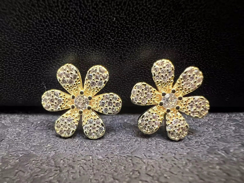 Diamond Flower Earrings