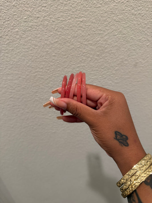 Thin Pink Jade Bangle