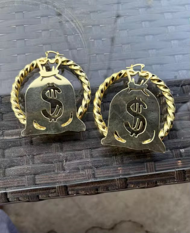 Custom Character Twist Gold Hoops