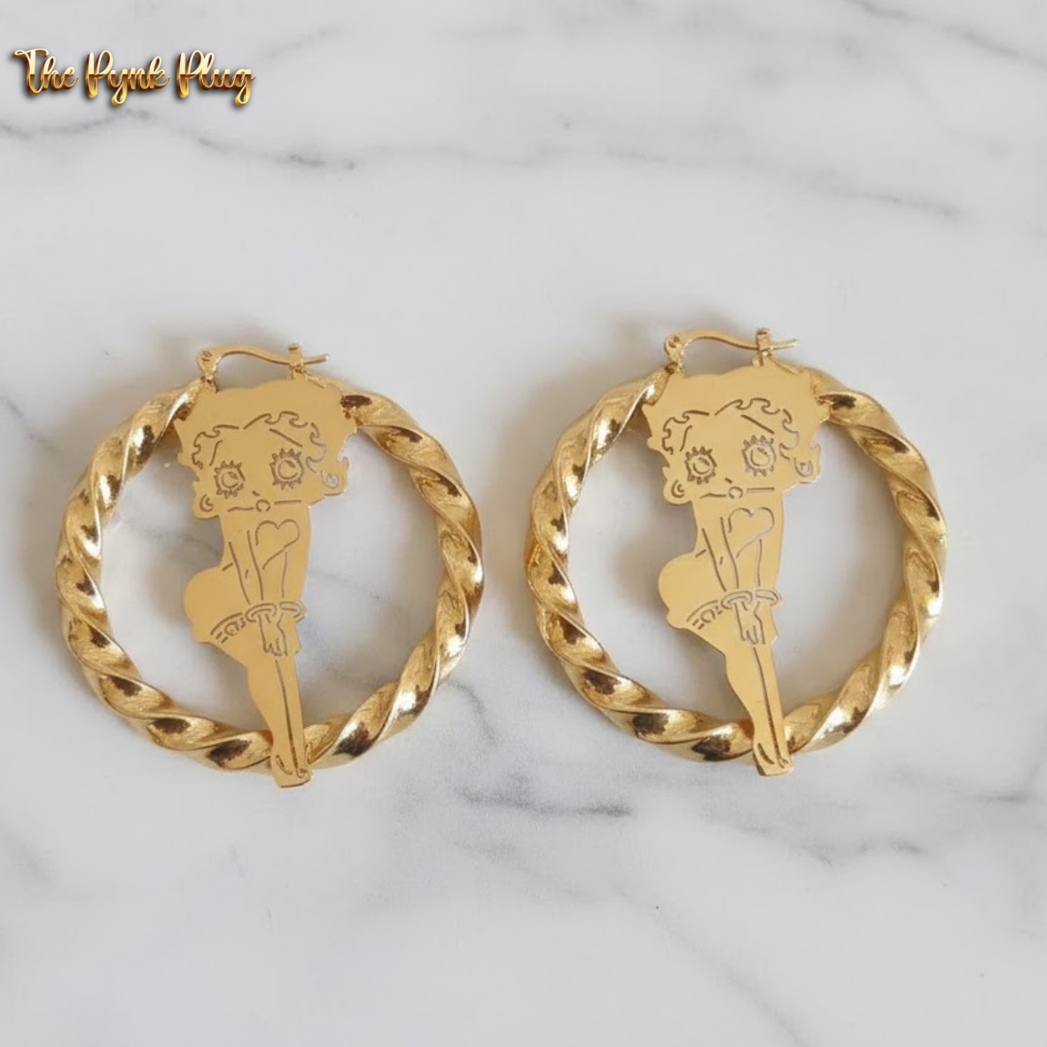 Custom Character Twist Gold Hoops