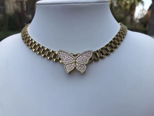 Butterfly Pendant Rolex Chain The Pynk Plug