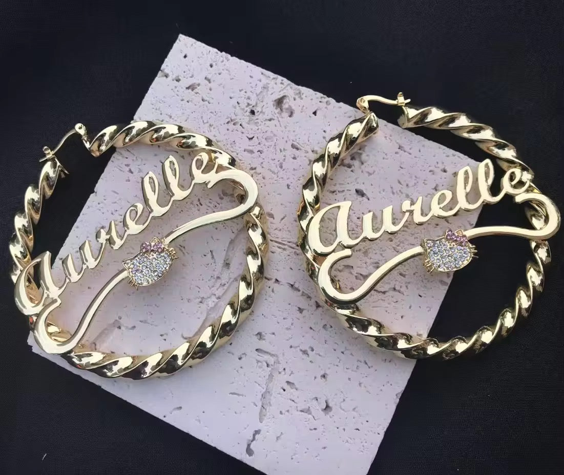 Custom Name Hoops w/ HK The Pynk Plug