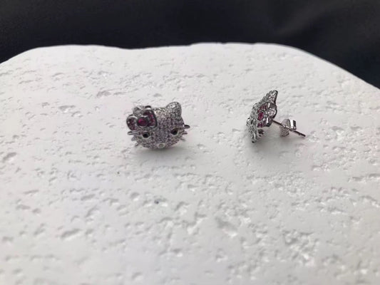 Silver Hello Kitty Studs The Pynk Plug
