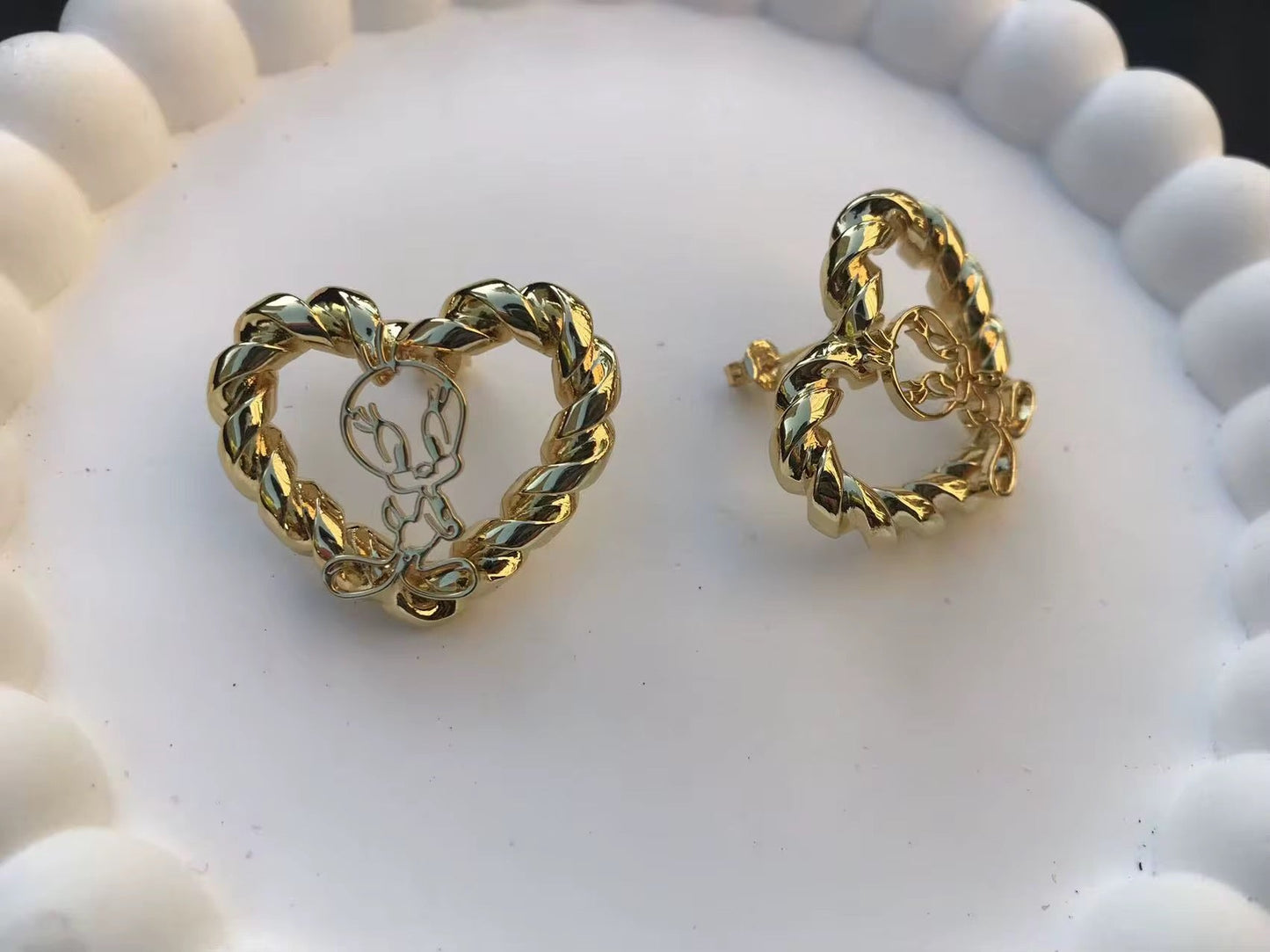 Custom Tweety Bird Heart Earrings The Pynk Plug