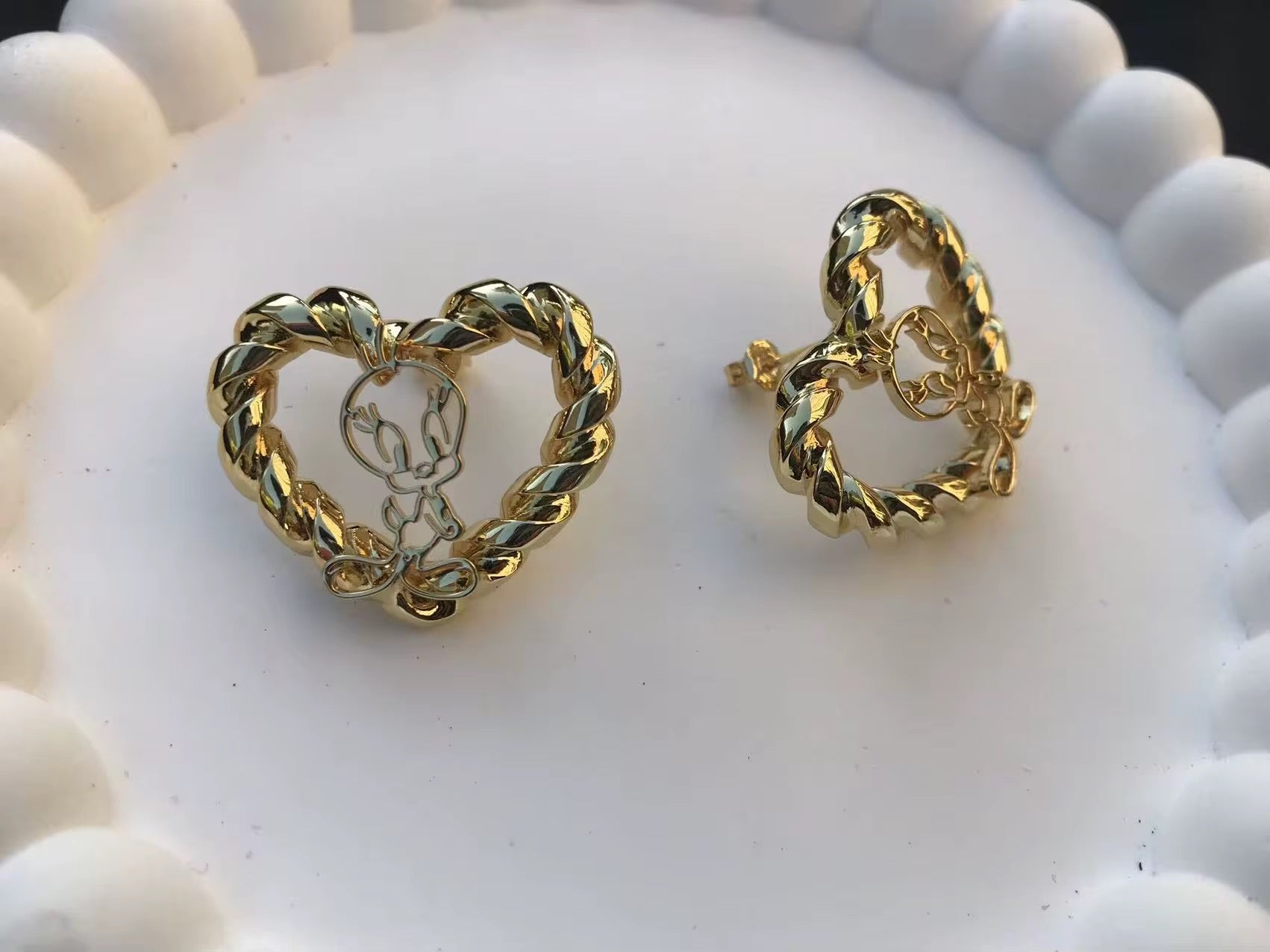 Custom Tweety Bird Heart Earrings The Pynk Plug