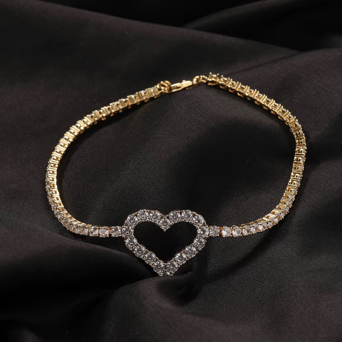 Gold Open Heart Anklet The Pynk Plug