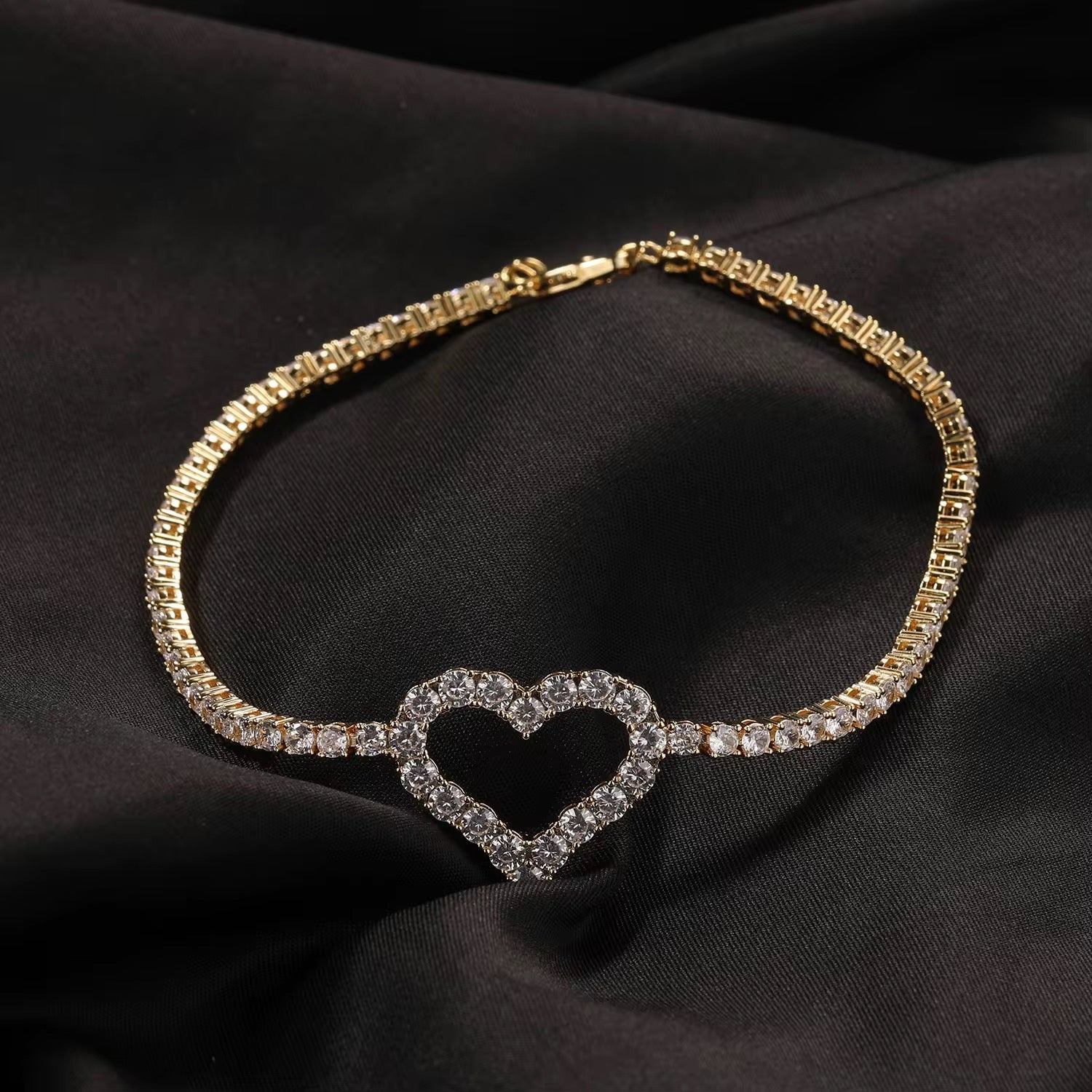 Gold Open Heart Anklet The Pynk Plug