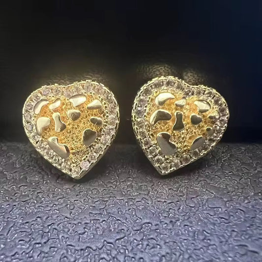 Diamond Nugget Heart Earrings