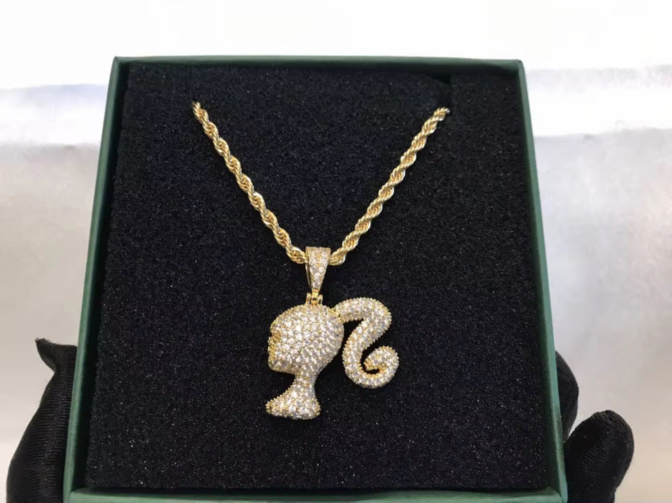 Iced Out Barbie Pendant