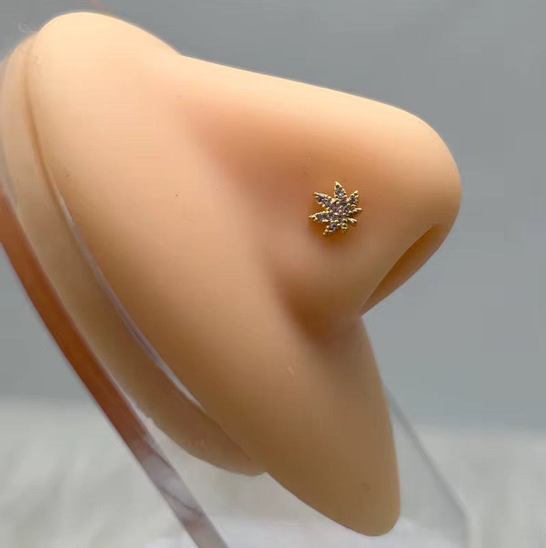 Weed Leaf Nose Stud