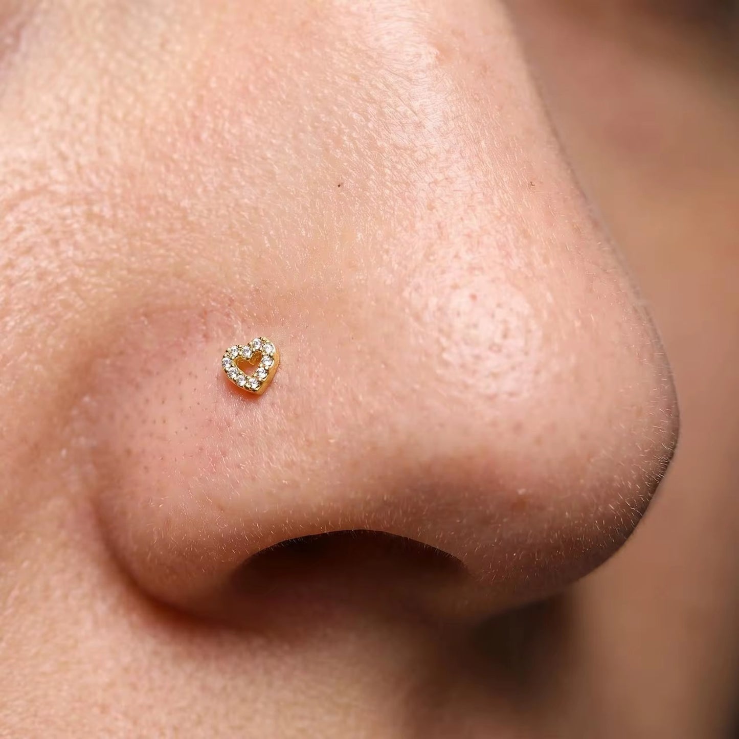 Diamond Heart Nose Stud