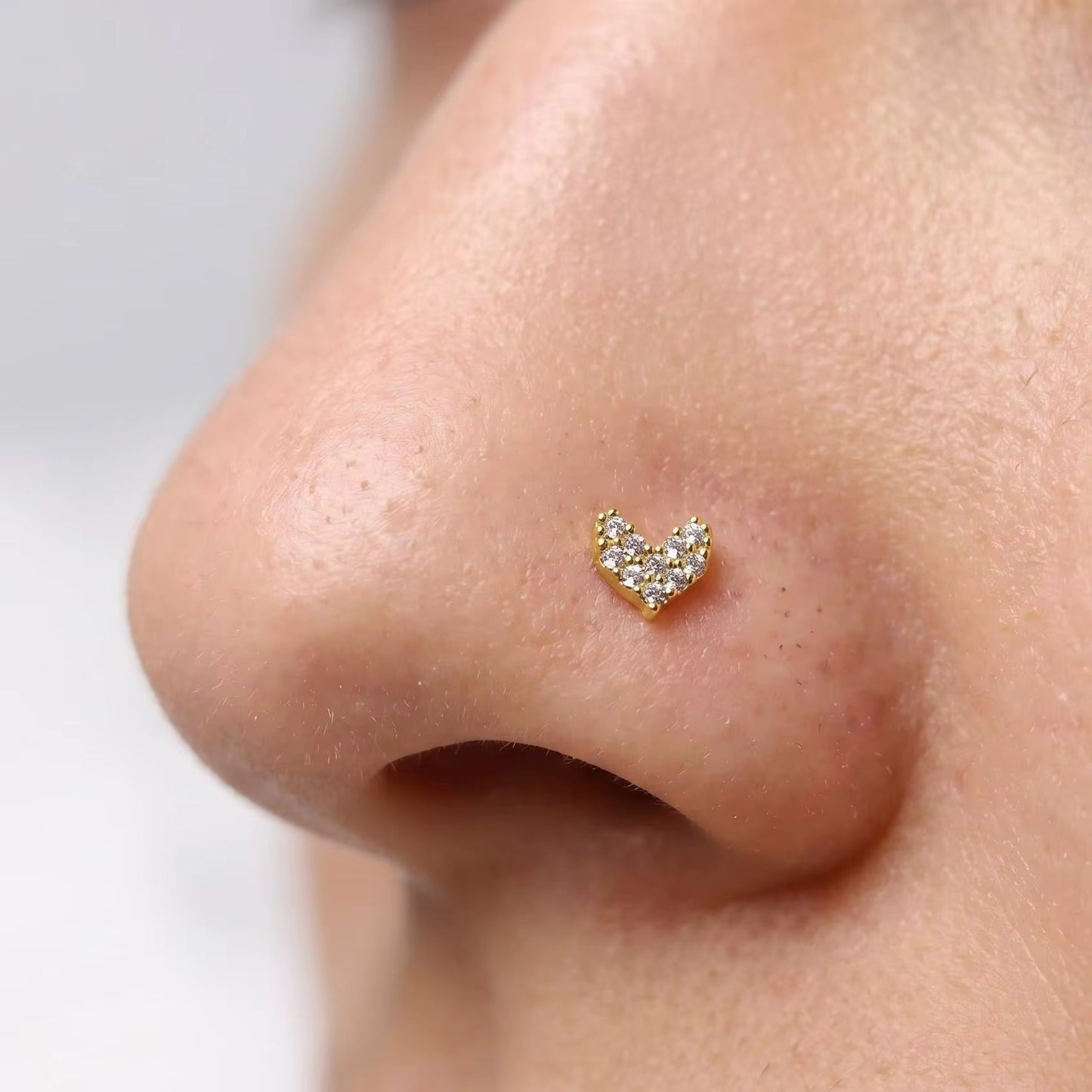Diamond Heart Nose Stud