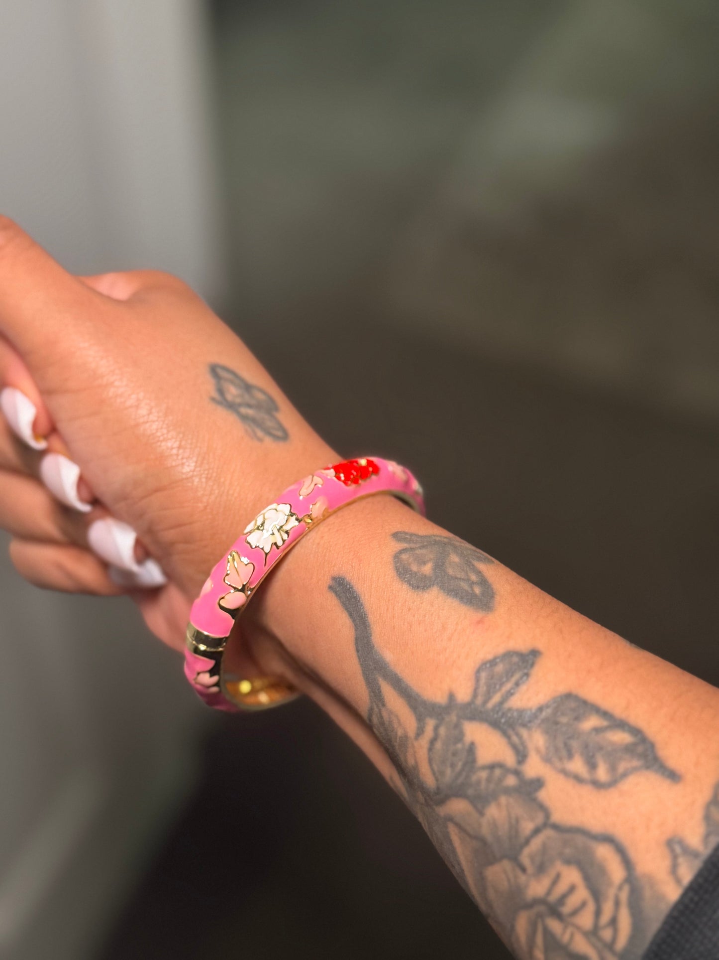 Peony Flower Bangle (Hot Pink) The Pynk Plug